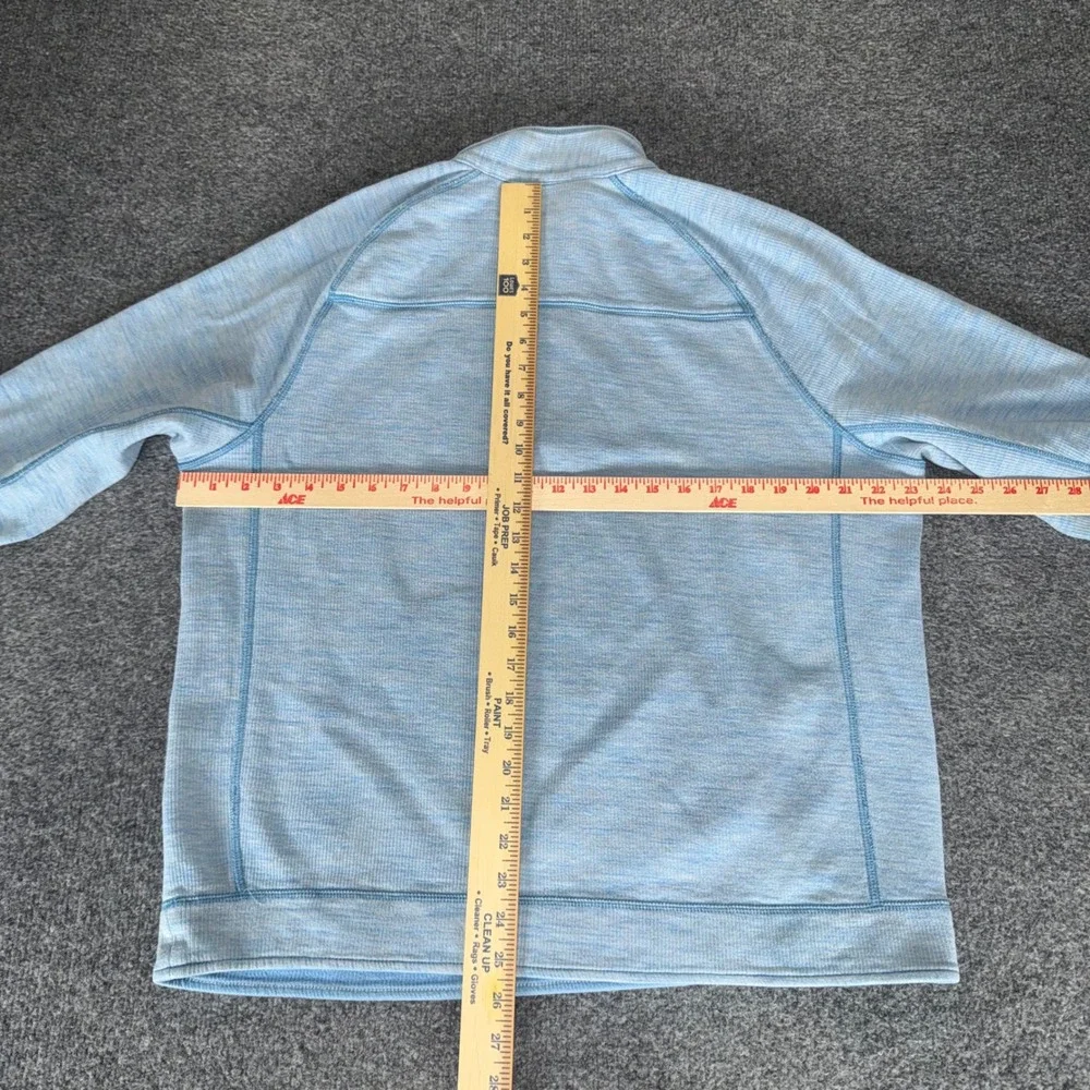 Tommy Bahama Mens Reversable Quarter Zip Pullover Light Blue Marled Knit Large